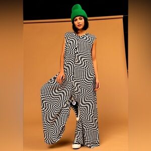 Dressed in Lala Trippy Checkered Knit Harem Jumpsuit